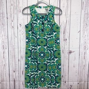 Ann Taylor Green and White Flowery Dress